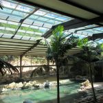 18007 Toiture amovible motorisée pour créer un puit de lumière sur une serre tropicale